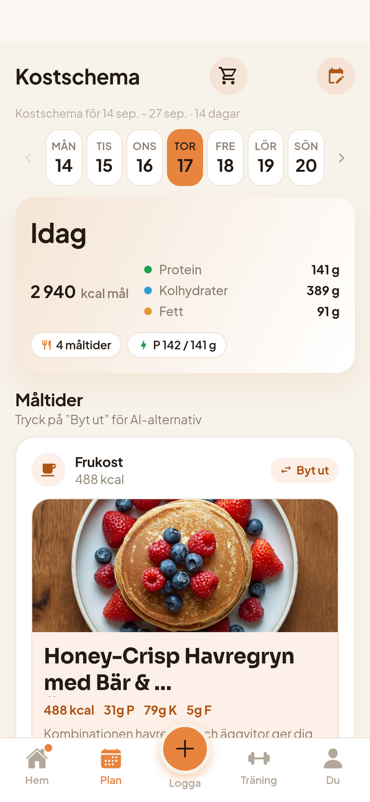 Kostschemat, måltid för måltid